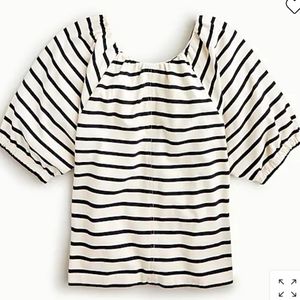J.Crew Mariner Cloth Puff-Sleeve Stripe Top